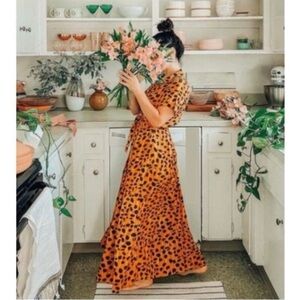 Anthropologie Leopard Maxi Shirt Dress With Belt
